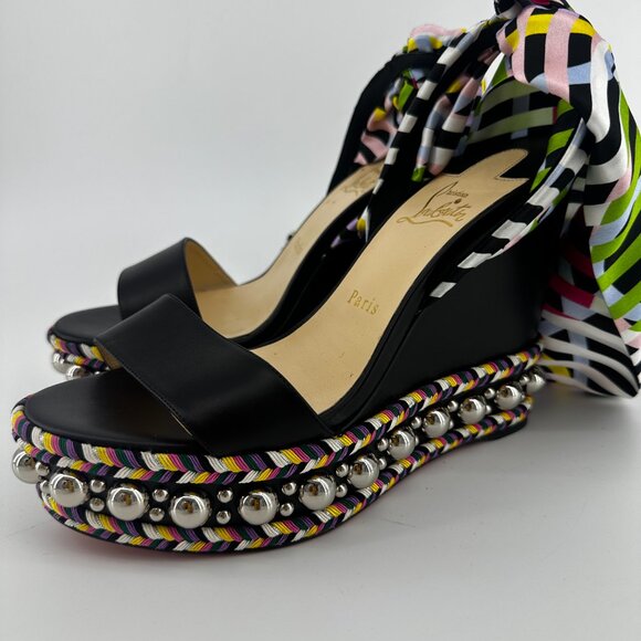 Louboutin Levatine Wedges Ankle Tie - Size 39 - Picture 4 of 5